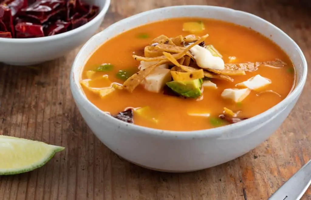 torilla soup served in a plate