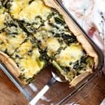 swiss chard quiche in a baking dish