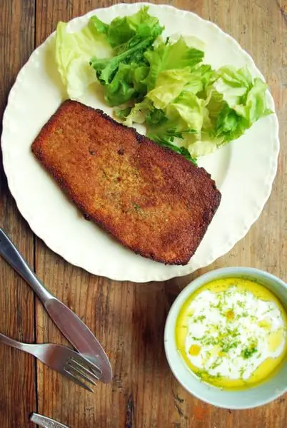 Eggplant schnitzel on a plate