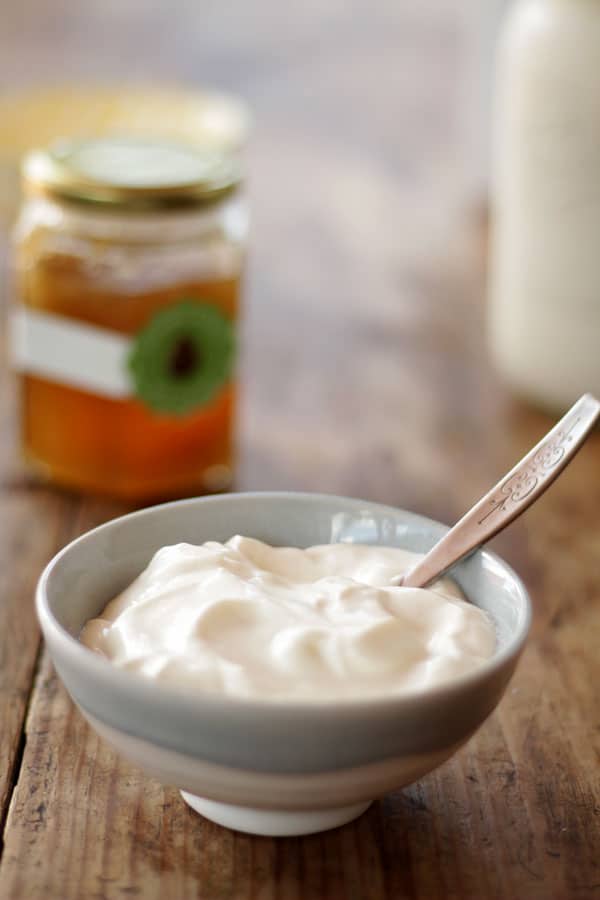 homemade yogurt served in a deep plate